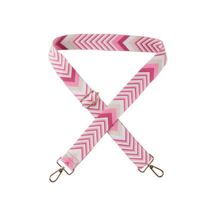 Correa de hombro con patrón de chevron rosa para bolso de mujer, diseño de flecha de poliéster de 4 cm de ancho, dos correas - Product Image 1
