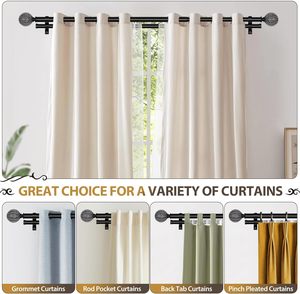 Barra de Cortina OEM ODM de 28 mm, Acero para Cafetería, Ajustable, Juego de Metal Dorado Brillante con Efecto Craquelado, Juego Doble Dorado para Ventana, Diseño DIY, Barra Específica - Product Image 3