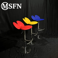 Tabouret de bar pivotant réglable en hauteur MSFN moderne et personnalisable, en acier inoxydable et fibre de verre, pour bars à domicile et salons
