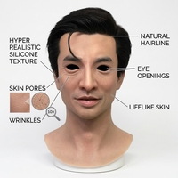 Masque de tête réaliste pour homme âgé, avec caractéristiques faciales réalistes, masque de célébrité, masque en silicone réaliste