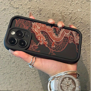 Custodia per telefono in TPU con drago Totem cinese rosso per <span class=keywords><strong>Apple</strong></span> 16/15/14/13/12/11 alta bambù <span class=keywords><strong>trasparente</strong></span> antiurto per impugnatura del telefono IMD - Product Image 5