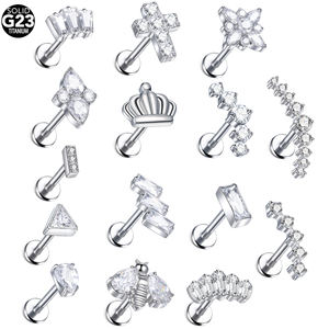 <span class=keywords><strong>Piercing</strong></span> de <span class=keywords><strong>Labio</strong></span> G23 de Titanio con Circonitas, <span class=keywords><strong>Piercing</strong></span> de Cartílago, Tragus, Joyería para Perforaciones Corporales para Chicas - Product Image 5