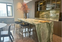 Dalles de marbre naturel vert Victoria – Revêtement décoratif pour comptoirs, murs, escaliers et sols, idéal pour les espaces extérieurs de villas – Style moderne