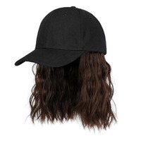 Casquette de baseball pour femme avec perruque intégrée, cheveux synthétiques courts bouclés naturels, ajustable, style BOBO, pour filles