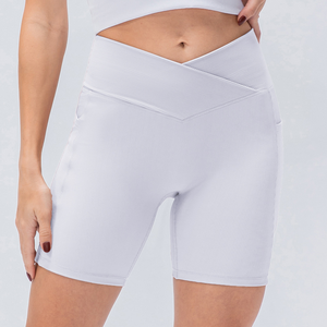 Pantalones cortos de Yoga de nuevo estilo Pantalones deportivos ajustados de cintura cruzada Pantalones cortos deportivos <span class=keywords><strong>para</strong></span> correr <span class=keywords><strong>para</strong></span> cancha de tenis - Product Image 6