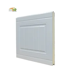 Panneau surélevé en PVC américain 9x7 Sandwitch Acier plat rainuré Panneau de porte de garage en bois avec mousse