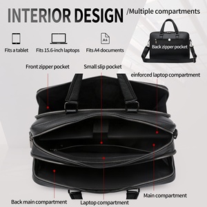 Maletín Profesional de Gran Capacidad Resistente al Desgaste con Bolsillos Organizadores, Bolsa de Mensajero de Cuero PU para Laptop de 15 Pulgadas - Product Image 4