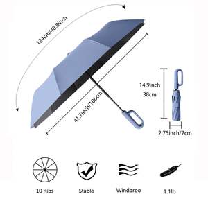 <span class=keywords><strong>Parapluie</strong></span> de voyage automatique entièrement automatique, coupe-vent, compact, pliable à l'envers, boucle d'anneau pour femmes et hommes - Product Image 6
