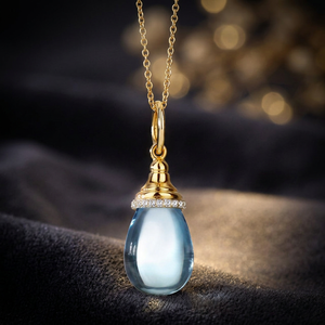 Colgante de Topacio Azul Hecho a Mano en Plata de Ley 925 con Baño de Oro, Joyería de Moda para Regalos - Product Image 3