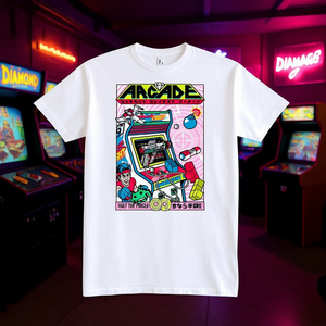 T-shirt Diamond Arcade bianca con stampa grafica, maglietta promozionale unisex - Product Image 3