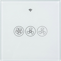 Interrupteur de ventilateur intelligent de type 86, norme européenne, spécifications britanniques, IP65, panneau tactile Smart Life, prise en charge de la télécommande, réglage numérique de la vitesse, Alexa