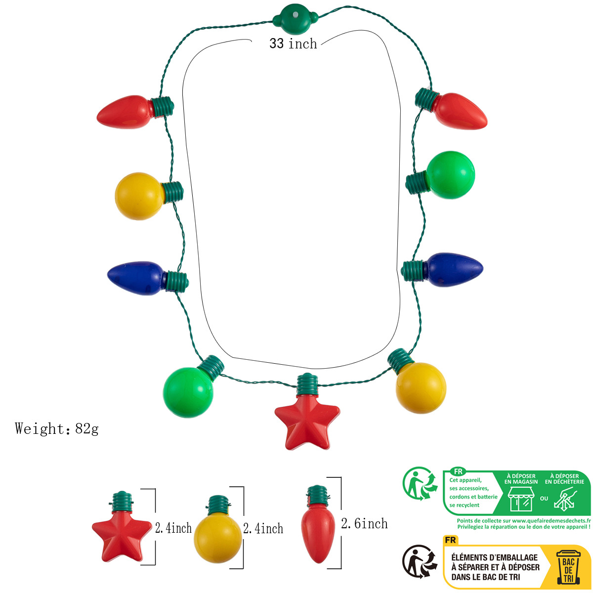 9 lampadina a sfera collana a cinque punte