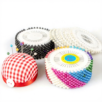 Tête de fleuriste à tête ronde en verre multicolore Corsage droit Kit de couture pour fleuriste Broche à tricoter Coussin en tissu plastique
