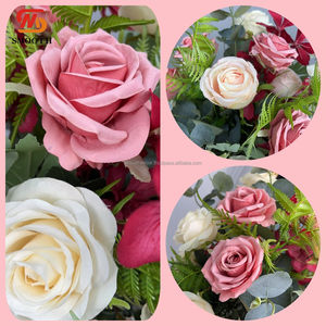 Arche de mariage artificielle en soie, roses et chrysanthèmes roses, design asymétrique, 30cm/60cm/80cm - Product Image 2