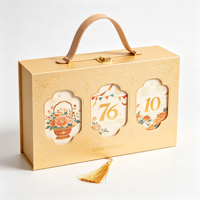 Boîte cadeau d'anniversaire de luxe personnalisée en or champagne avec poignée en cuir, emballage en carton, fabricant en gros