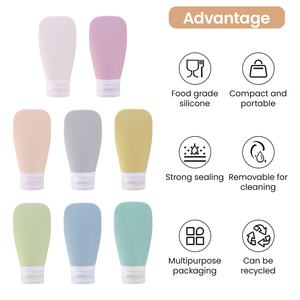 Ensemble de flacons de voyage en silicone 4 en 1 avec logo personnalisé, étanches, rechargeables, sans BPA, approuvés par la TSA, OEM ODM - Product Image 5