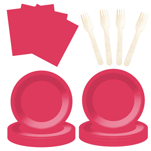DAMAI Solid Color Party Supplies Red Paper <b>Dinnerware</b> <b>Set</b> Disposable <b>Dinnerware</b> <b>Set</b> 7 Inch 9 Inch Plate Paper Cup Cutlery Napkin - Product Image 4