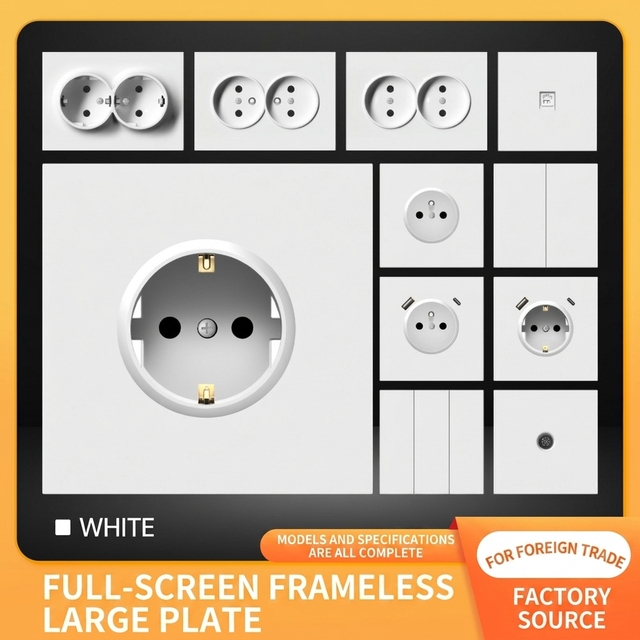 86 White Two-Hole European Standard Socket 10A 16A Port Flame Retardant PC Wall Switch Socket