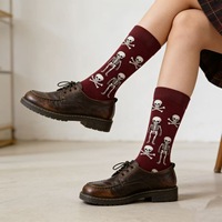 Nouvelle Arrivée Chaussettes Gothiques à Motif Crâne pour Hommes, Mi-Mollet, en Coton, Thème Halloween, Chaussettes Fantaisie Squelette, Vente en Gros