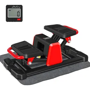 Stepper, Mini Indoor Treppenfußpedal Übungsgerät Hometrainer für Damen und Herren, Fitness Klettermaschine Maschine Rot