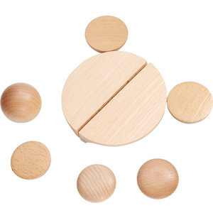 Rustikaler Messing-und Holz schrank Halbmond und runde Griffe-Türgriffe aus Buchenholz für den Kleider schrank - Product Image 5
