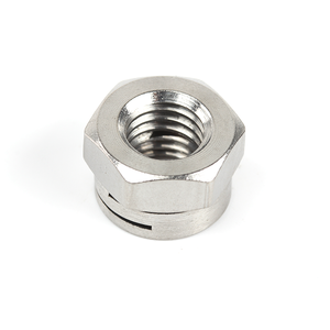 Mur baut pengunci otomatis baja tahan karat NF E 25-411 304 A2-70 serba logam, mur pengunci heksagonal berlubang ganda, mur pengunci heksagonal alur ganda - Product Image 6