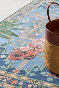 Tapis persans floraux de luxe de grande taille, design personnalisé, en laine, tuftés à la main, lavables, avec dos en latex antidérapant, poils moyens, tapis d'intérieur - Product Image 4