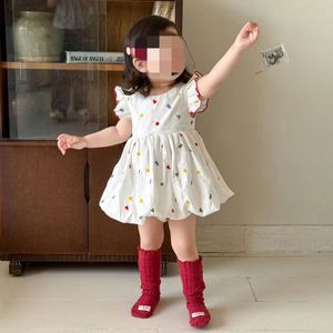 Vestido de princesa para niñas, falda <span class=keywords><strong>Pod</strong></span> de verano para niños, ropa de bebé con manga voladora, ropa para niños con lazo - Product Image 1