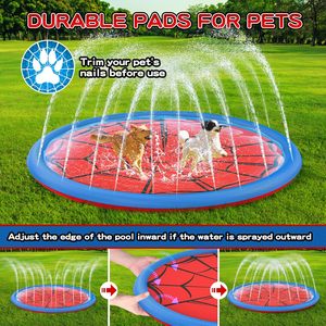 Tapis d'arrosage anti-dérapant en toile d'araignée de 67 pouces pour enfants et animaux domestiques, idéal pour les jeux aquatiques estivaux dans la cour - Product Image 2