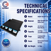 KEXINT 144 Fibres Haute Densité 1U Panneau de brassage MPO MTP 19 pouces Montage en rack Type coulissant Cadre de distribution de fibres HODF-RS144-1U