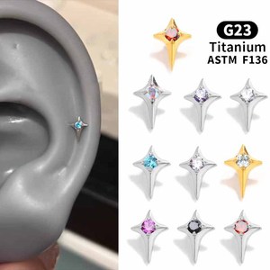 Mini <span class=keywords><strong>Orecchini</strong></span> a Stella in Cristallo F136 in Lega di Titanio Finemente Lucidati con Filettatura Interna per Piercing all'Orecchio - Product Image 1