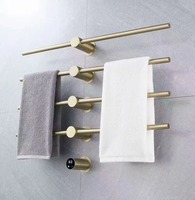 Rak Handuk Berpemanas Chrome untuk Hotel, Desain Modern, Terpasang di Dinding Kamar Mandi, Layar Sentuh Cerdas dengan Timer, 3 Batang 70cm, Bahan Stainless Steel 304