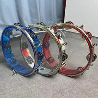 10 Inch Double Layer Tambourine Adjustable Plastic Frame With Clear Drum Head Custom Color Factory OEM/ODM Percussion Instrument