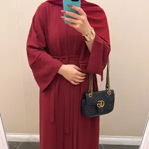 L-31 Abayas Dubai Kleding 2023 Kalkoen Effen Kleur Eenvoudige Bescheiden Kaftan Islamitische Kleding Abaya Vrouwen Moslim Jurken