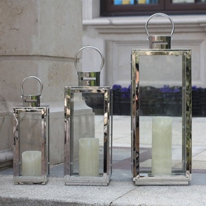 Set 3 Weddings Pyramid Shaped Steel Rose <strong>Gold</strong> <strong>Lanterns</strong> - Product Image 6