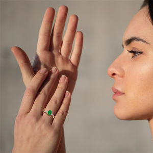 新しいデザイン作成エメラルドリング14kゴールドVermeilエンゲージメントプロミスリング女性ジュエリーデイリーウェアギフトパーソナライズされた誕生石 - Product Image 5
