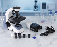 Microscope biologique rechargeable 1600X avec lentille achromatique 195, plateau mécanique double couche et condenseur d'Abbe pour laboratoire et école