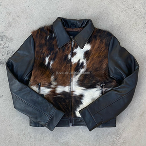 Streetwear Custom Vintage Leather <strong>Jacket</strong> with <strong>Fur</strong> Genuine <strong>Men</strong> Zip Up <strong>Jackets</strong> - Product Image 3