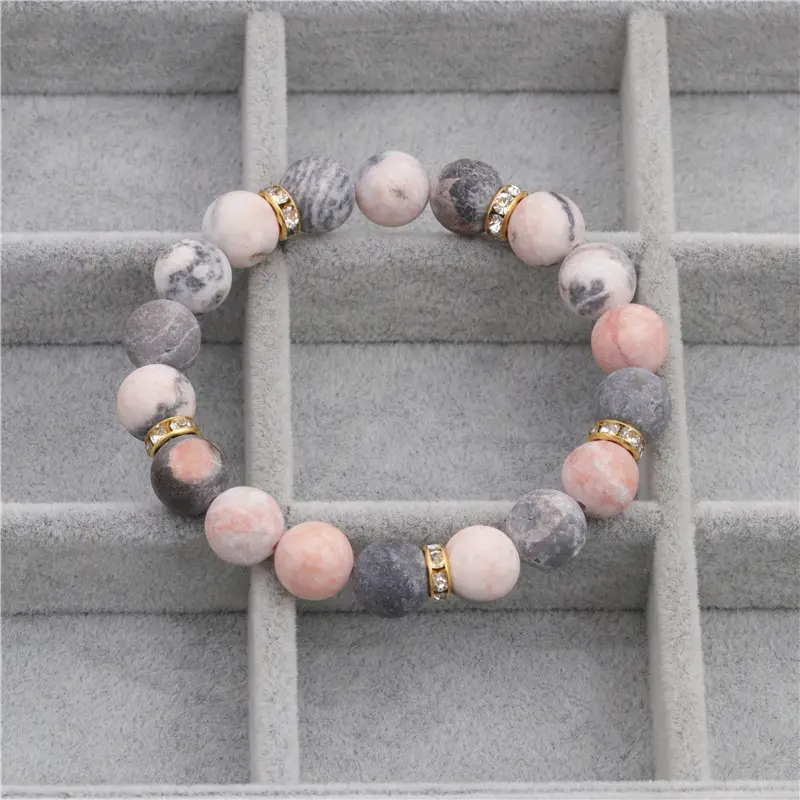 Wholesale Natural Stone Double Layer Colorful Lava Tiger Eye Agate Stone Handmade Woven Adjustable Couple Beaded Bracelet
