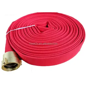 red cotton jacket weaved fire layflat discharge hose with Aluminum/brass NH/NST/IPT THREAD hose couplings 13bar 38MM,50MM,65MM