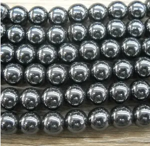 Vente en gros d'usine pas cher prix 4mm-12mm rond lisse perles d'hématite en vrac brin pour la fabrication de bijoux