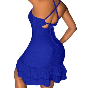 Vestido Midi Halter Sexy de Moda para Mujer, con Aberturas, Color Sólido, Sin Mangas, Cintura Natural, Elegante y Ajustado, Venta al por Mayor - Product Image 4