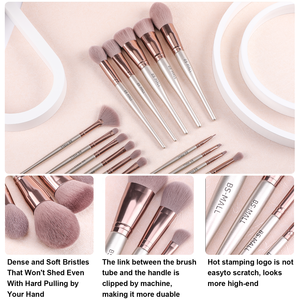 BS-MALL 2020 <span class=keywords><strong>amazon</strong></span> Offre Spéciale brosses champagne or 15 pièces de luxe maquillage brosse ensemble - Product Image 4