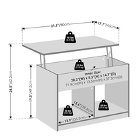 Mécanisme de levage moderne en bois pour table basse avec plateau réglable - Utilisation pour salon et hôtel/villa