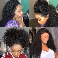 Perruque en cheveux humains vierges bon marché, bouclée afro crépue, 100 % cheveux humains Remy, perruques complètes à 180 % fabriquées à la machine pour femmes noires mongoliennes, longues