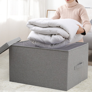 Clothing Organizer Fabric <b>Storage</b> <b>Boxes</b> Rectangle Gray With Lid For Wardrobe Toy And Clothing <b>Storage</b> - Product Image 4