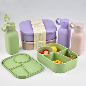 2026 New Arrival Custom Logo Bpa Free Food Grade Children Travel School Kids Dining <b>Water</b> Bottle Silicone Bento Lunch - Product Image 5