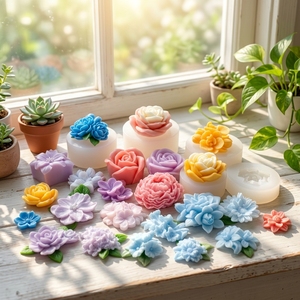 Moule en silicone à motifs floraux variés <span class=keywords><strong>pour</strong></span> la fabrication de résine, d'aromathérapie, de plâtre, de décorations d'intérieur, de chocolat, de <span class=keywords><strong>fondant</strong></span>, de bougies en forme de rose - Product Image 4