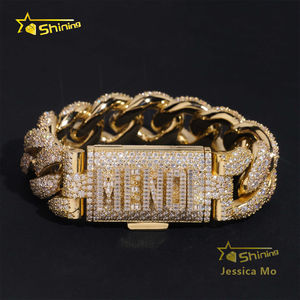 Nombre personalizado de bloqueo 24mm Big Guy Color oro rapero Hip Hop joyería FL Moissanite Iced Out S925 plata Miami cubano pulsera con GRA - Product Image 3