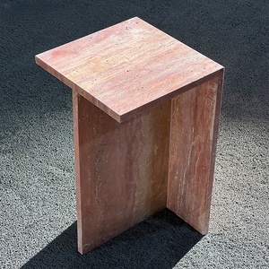 Thiết kế màu đỏ travertine đá cẩm thạch bên bảng đá cẩm thạch đầu bệ Bảng hiển thị cho hành lang khách sạn sang trọng hoặc đồ nội thất phòng khách - Product Image 2